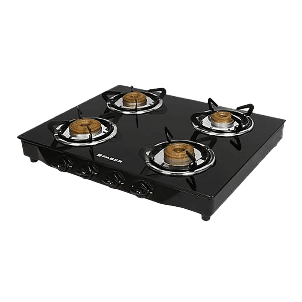Buy Faber Jumbo 4BB BK Toughened Glass Top 4 Burner Manual Gas Stove